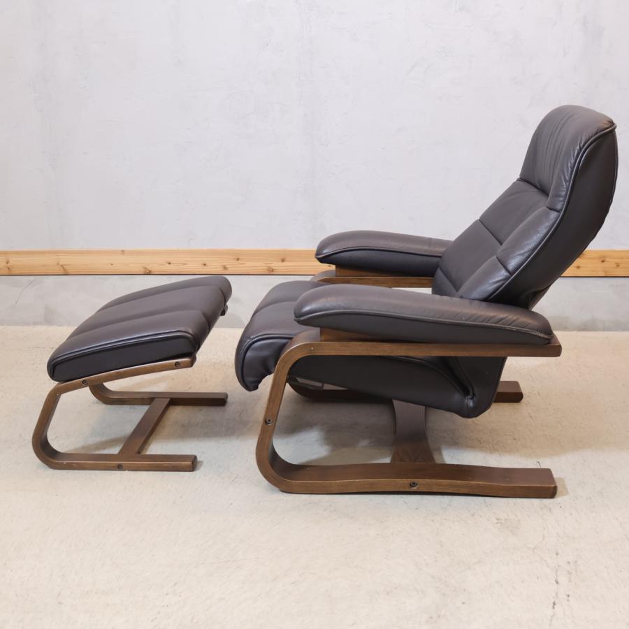 FUJI FURNITURE 冨士ファニチア 本革 リクライニングチェア 1人掛け