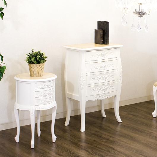 ラウンドチェスト3段 アンティーク風 猫脚 姫家具 エレガント サイド