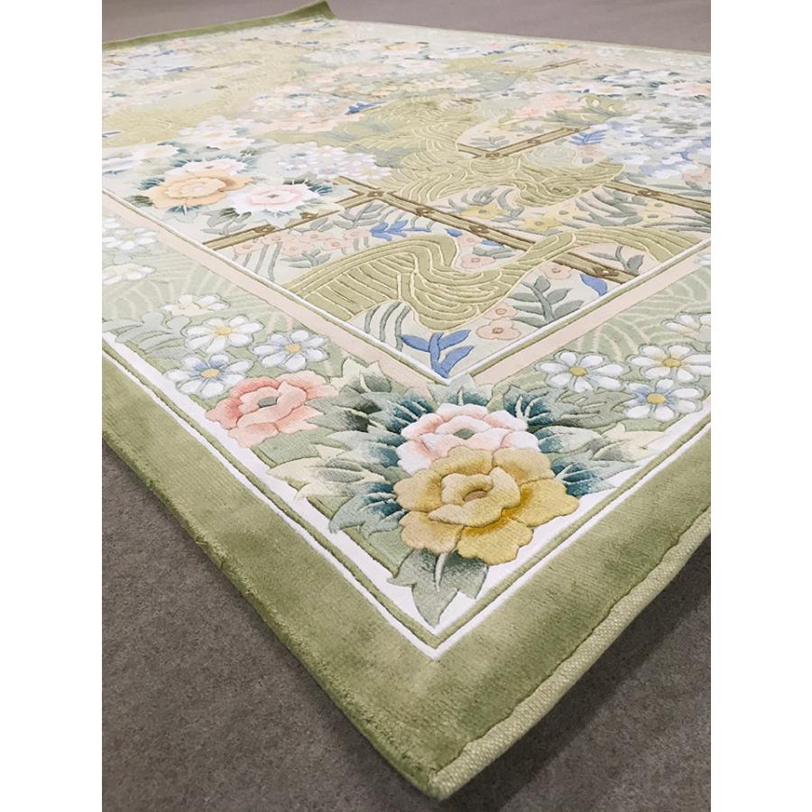 アクセント ラグ 絨毯 カーペット シルク 中国段通 約3畳 約167×244cm