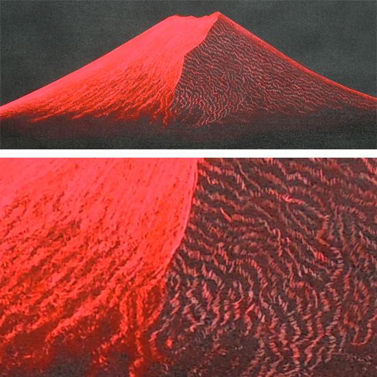 絵画 油絵 渡辺ムサシ 【赤富士】（P6号） 【肉筆】【油絵】【富士