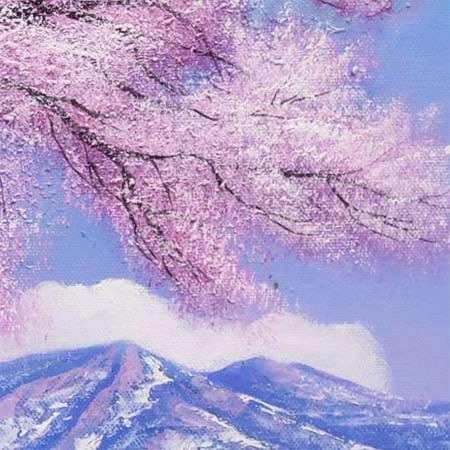絵画 油絵 王仁塚（わにづか）の桜 （木村由記夫） 【肉筆】【油絵