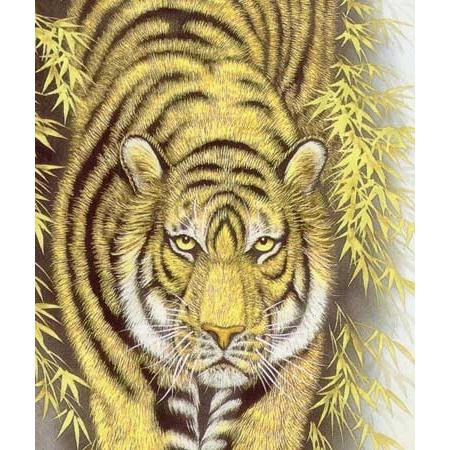 美品 掛け軸 高松石華作 猛虎図 共箱 縁起物 年中掛け 厄除け 美品