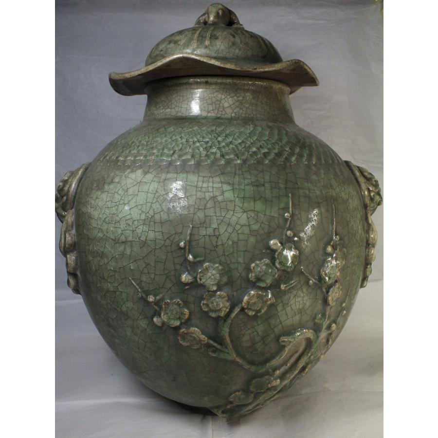 中国骨董品】均窯（きんよう）蓋付松竹壺360mm : 龍香堂ストア