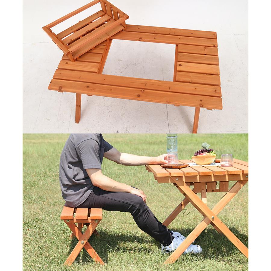 むう 曲木 重なるテーブル、ベンチセット むう 曲木 重なるテーブル