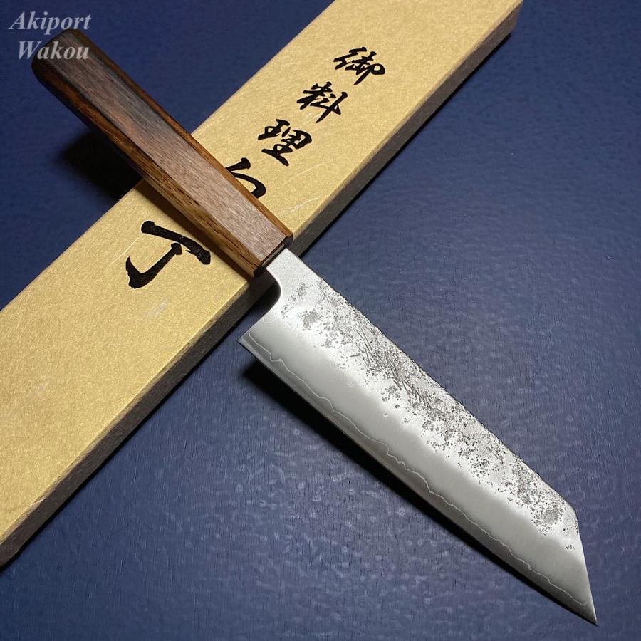 包丁 文化包丁 170mm 義弘作 銀三鋼 銀紙三号 梨地仕上げ 樫焼漆柄