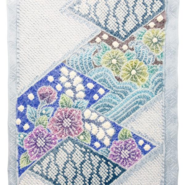 名古屋帯 藤娘 絞り帯 きぬたや 辻が花 九寸名古屋帯 総絞帯 お太鼓柄