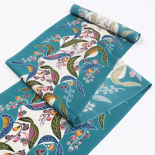 きもの 和 名古屋帯 紅型 九寸 染め帯 紋意匠地 本場琉球紅型 宮城里子