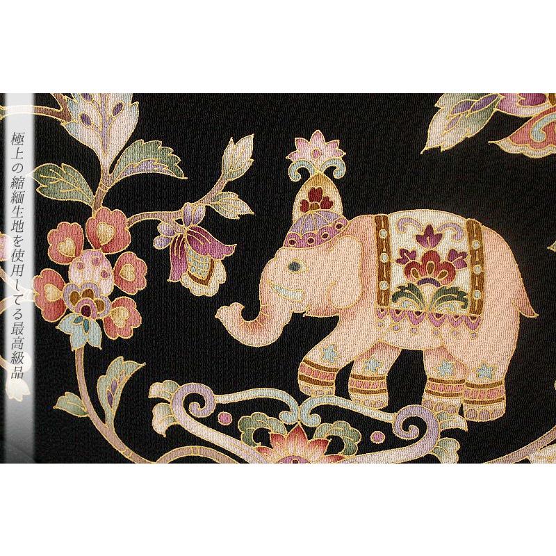 岡重 バッグ OKAJIMA 黒 ブラック 象 花唐草 京友禅 トートバッグ 上品