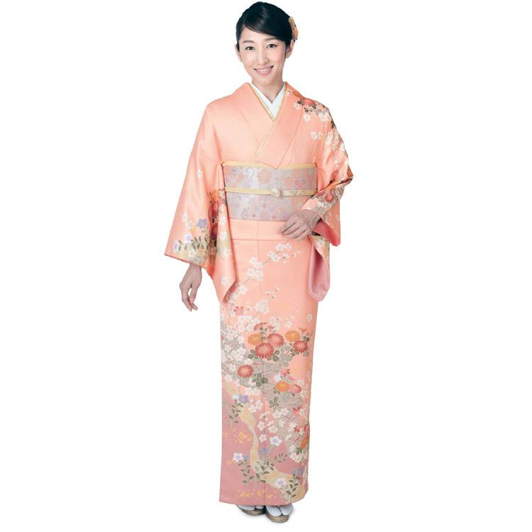 H.L（アッシュ・エル） 訪問着 5点セット 洗える サーモンピンク地