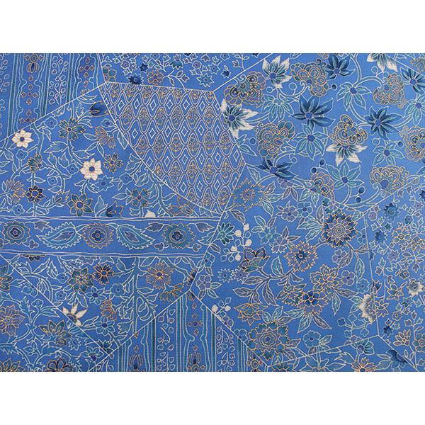 大島紬 反物 正絹 フルオーダー 仕立て付き ブルー地 ペルシャ風更紗