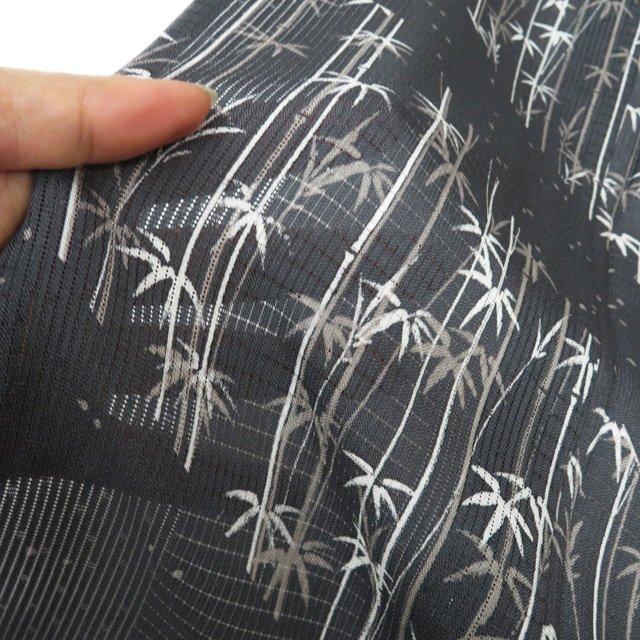 夏物 付下げ 付け下げ 訪問着 着物 未使用 正絹 竹文 反端付き 墨色 多