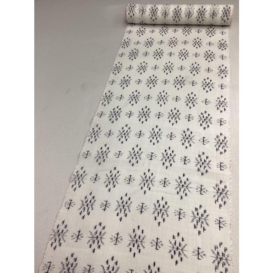越後上布反物 雪さらし済 未仕立て品 中古 きもの反物 夏 麻反物 絣柄