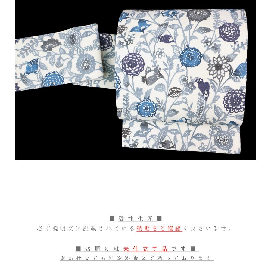 名古屋帯 江戸紅型 紅型染 和染紅型 浜紬 浜つむぎ 網織紬 正絹 白地