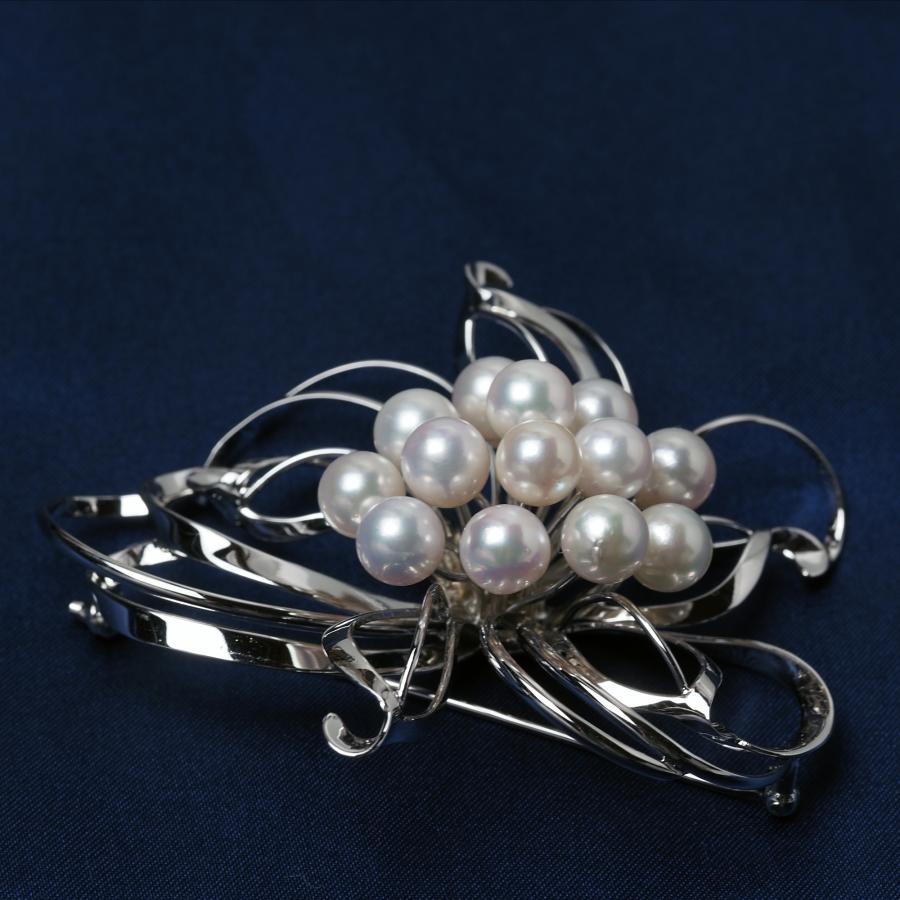 シルバー925 アコヤ本真珠 マルチパール ブローチ あこや 大ぶり
