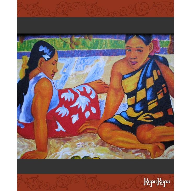 バリ島絵画 人物画 バリニーズ A（カップル） W42×36cm バリの絵 バリ