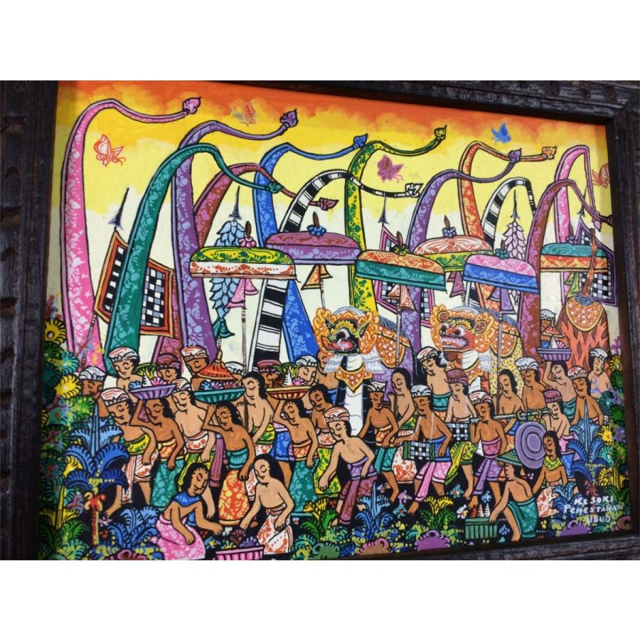 バリ絵画 バロンの祭列 イ・クトゥッ・ソキ（I Ketut Soki） 額付き A