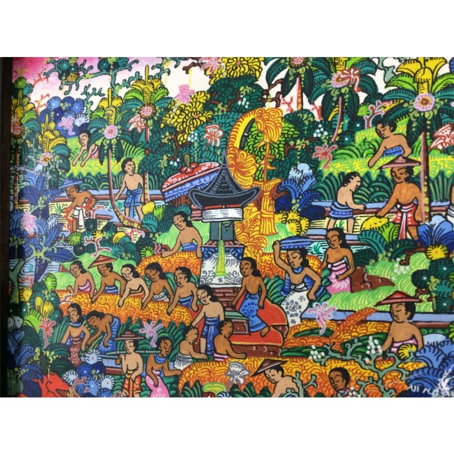 バリ絵画 バロンの祭列 B-2 ヤングアーティスト PUDAK 額付き ウブド