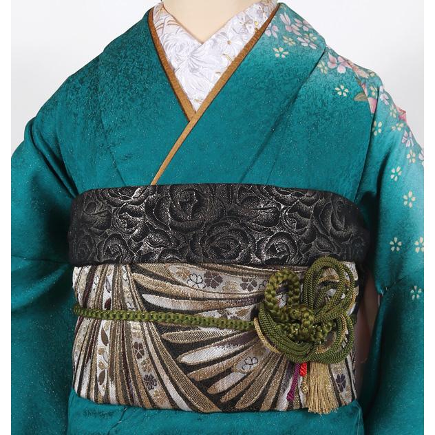 セミオーダー 振袖レンタル 成人式 フルセット 青緑 エメラルド