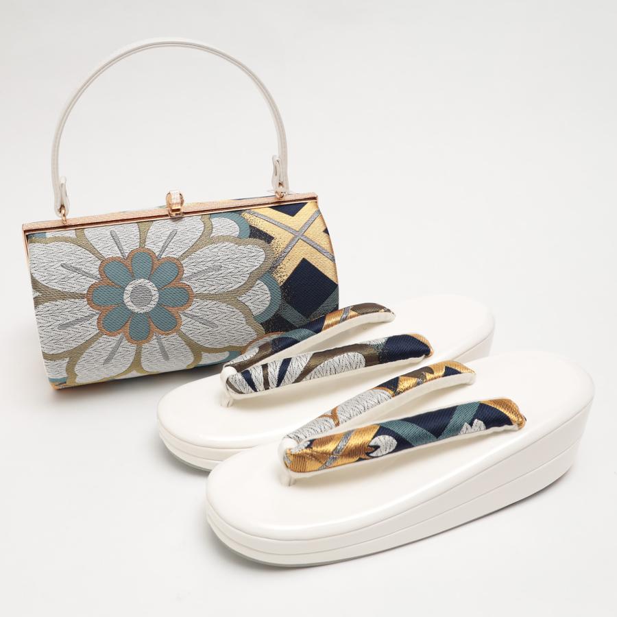 日本製 草履バッグセット 成人式 振袖 草履 バッグ レディース 白 紺