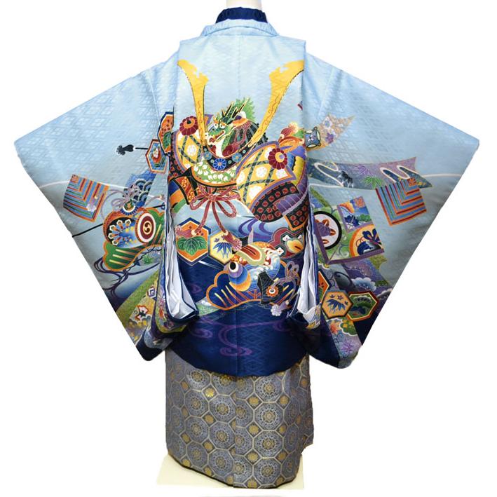 七五三 着物 男の子 袴 セット お祝い着 5歳羽織袴 フルセット 兜柄