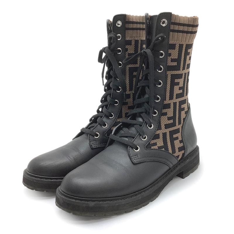 FENDI フェンディ ロココ ストレッチファブリック バイカーブーツ