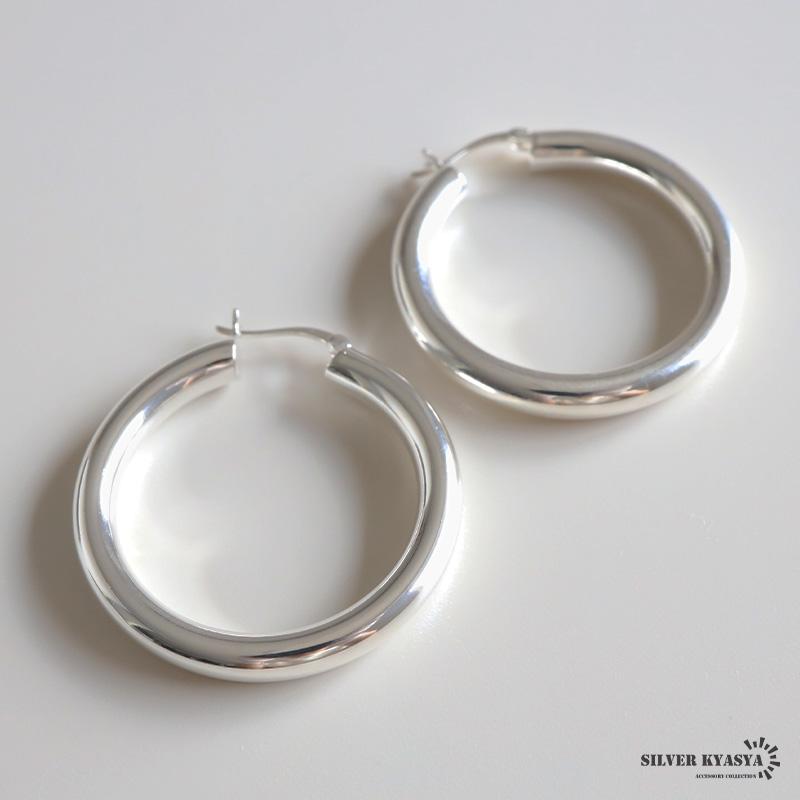 シルバー925 フープピアス ワイドピアス チャンキーフープピアス