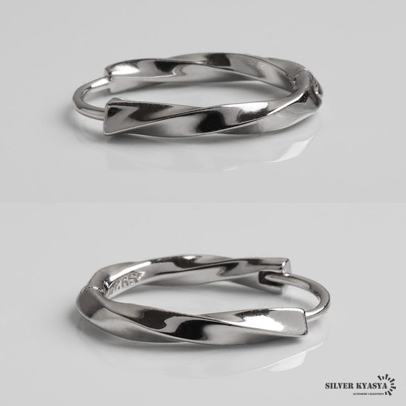 シルバー925 ツイストピアス ひねり フープピアス ニュアンスピアス