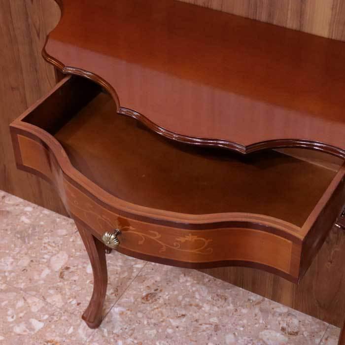 イタリア コンソール 象嵌 88cm猫脚 アンティーク 050 引き出し付き