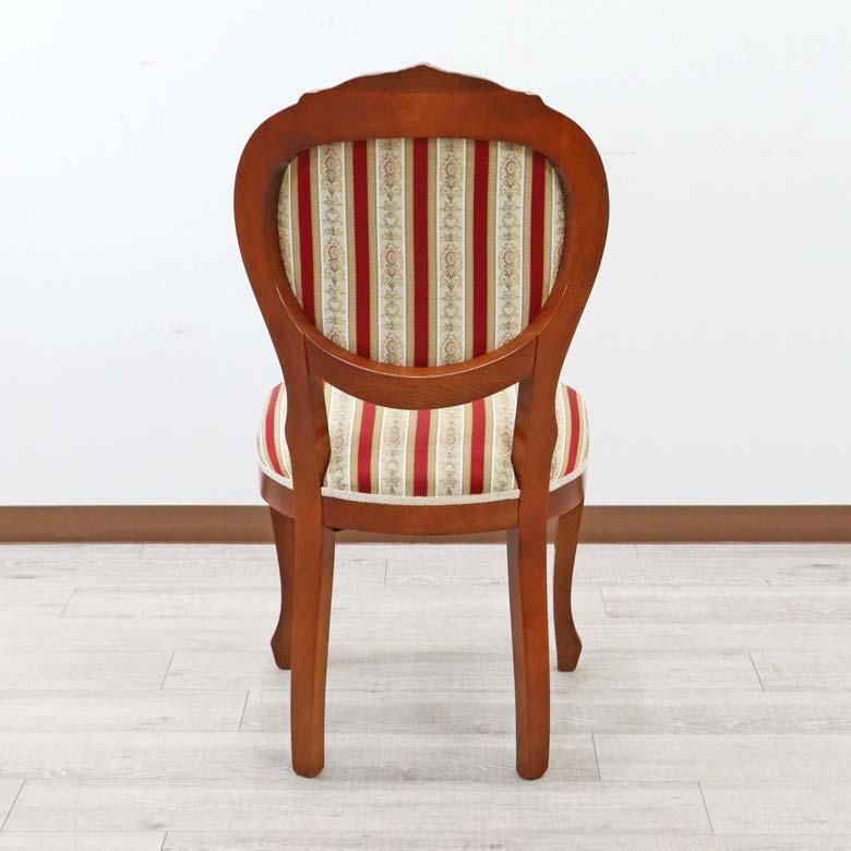 イタリア ダイニングチェア 4脚セット 猫脚 レッドストライプ 完成品