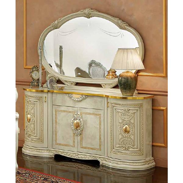 レオナルド 4ドアサイドボード イタリア キャメル ローキャビネット