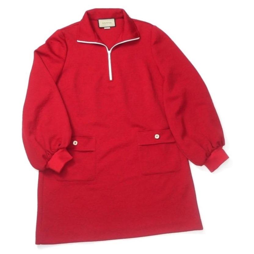 GUCCI（グッチ） ハーフジップワンピース ジャガード M 653412 赤