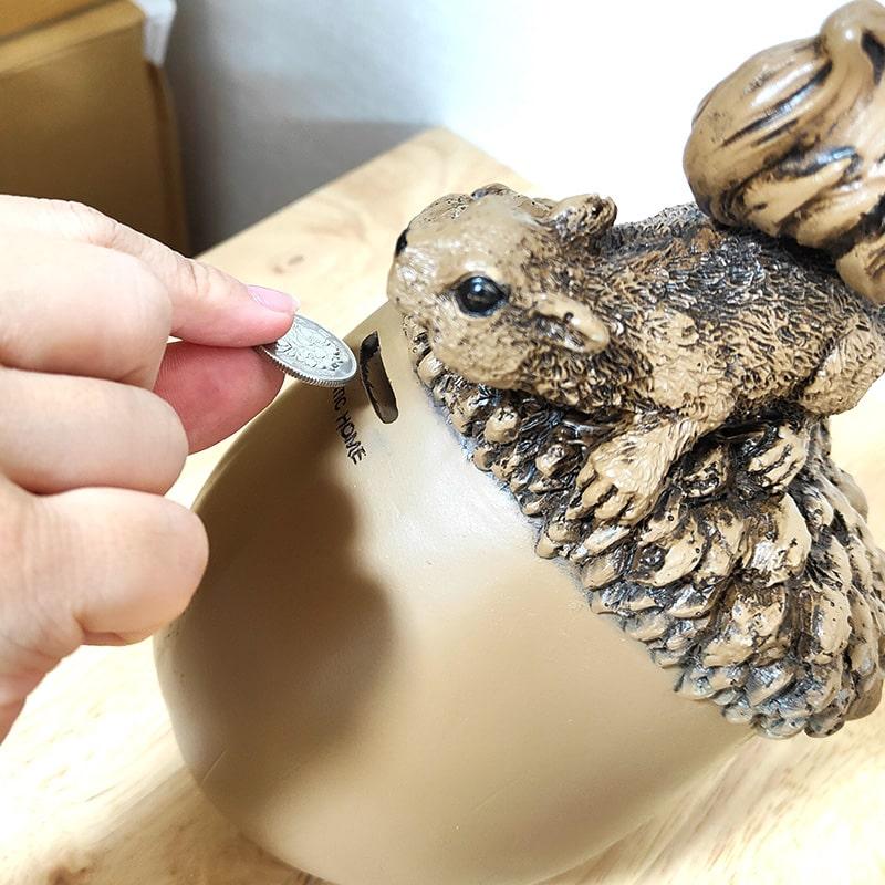 アメリカン レトロ 貯金箱 かわいい リス どんぐり レトロ マネー