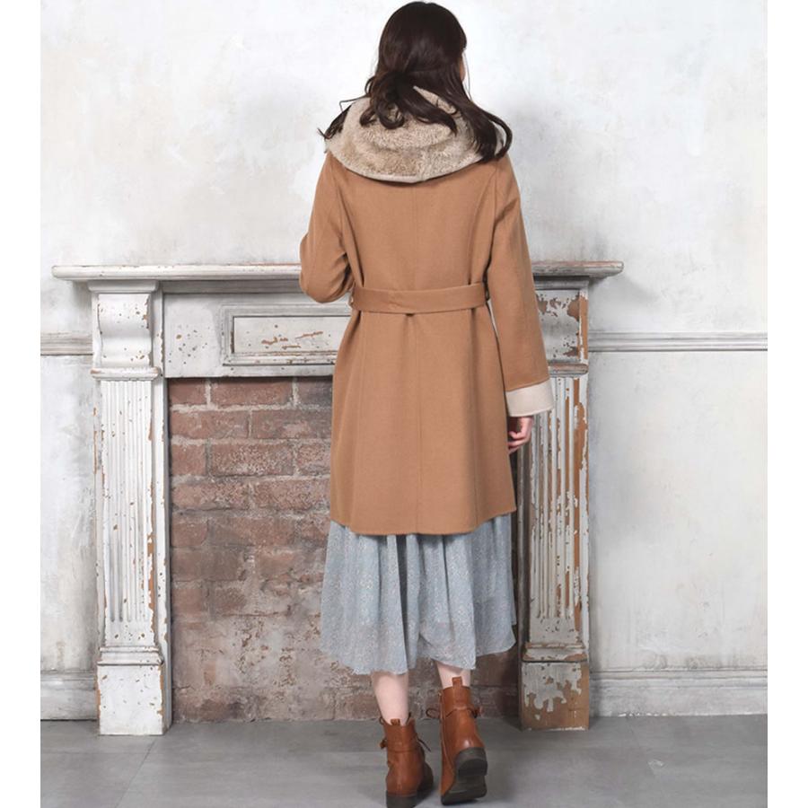 爆買 カシミヤファー カシミヤコート混紡 ダブルフェイス コート