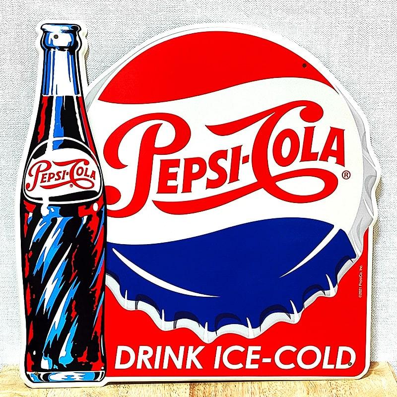 PEPSI（ペプシ） ブリキ看板 コーラ ボトルキャップ エンボスメタル