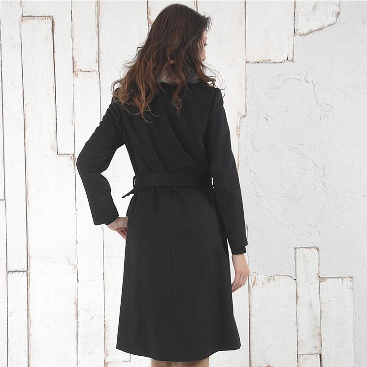 カシミヤコート カシミヤ100% コート チンチラトリム ファー ファー襟