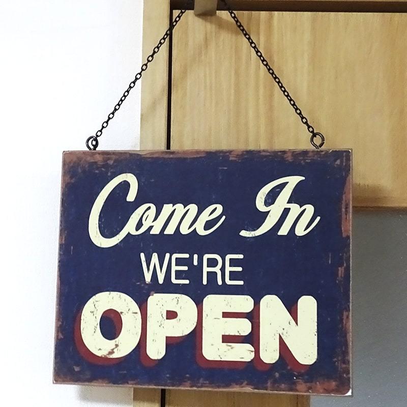 木製 看板 オープン クローズ アンティーク プレート 店舗用