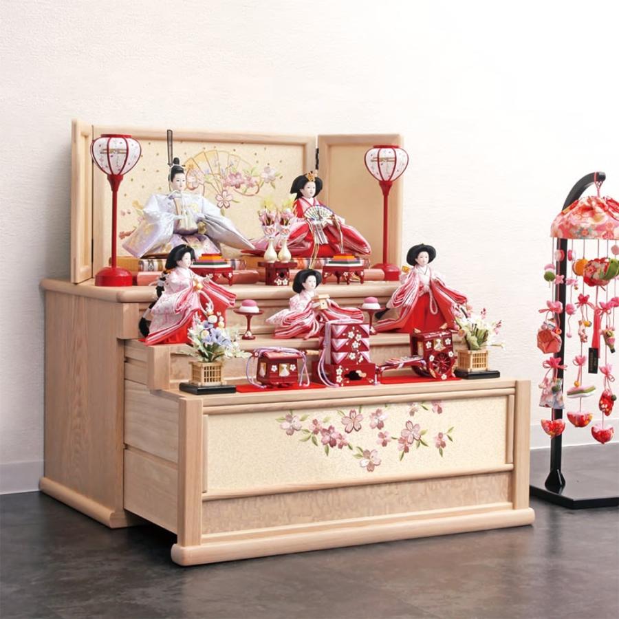 ひなせい 雛人形 ひな人形《瑞希》木製 コンパクト ナチュラル 三