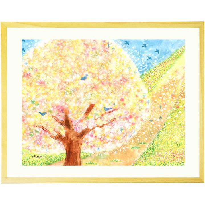 絵画 花 桜 さくら インテリア (はじまりの日/Mプラスサイズ) 額入り