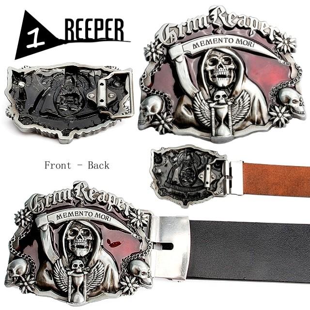 送料無料!】ジェニュインレザーベルトウィズメタルスカルバックル! 全