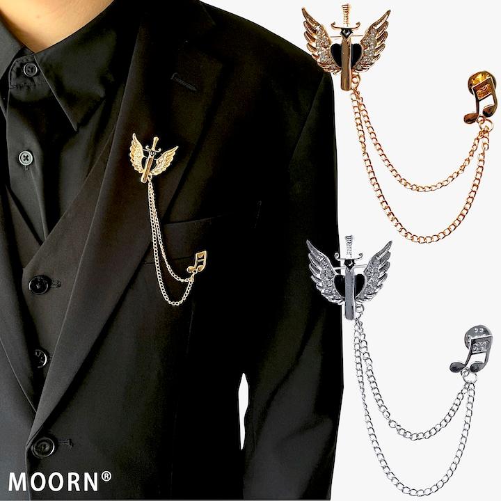 MOORN（モーン） ラペルピン メンズ チェーン ブローチ ピンブローチ