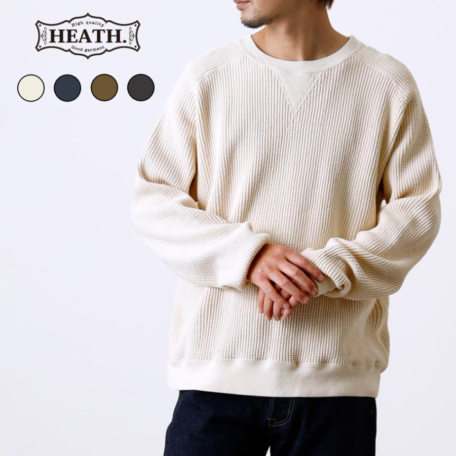 鬼ワッフル メンズ 長袖 ガゼット クルーネック カットソー ヘビー