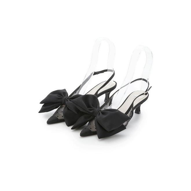 SNIDEL（スナイデル） ドットメッシュリボンモチーフサンダル 24春夏