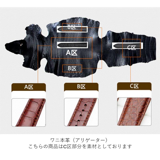 腕時計用 レザーベルト メンズ 20mm 本革 ワニ革 ロレックス用 互換