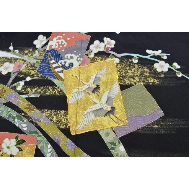 リサイクル着物 黒留袖 中古 正絹 五つ紋 比翼付き 仕立て上がり 結婚