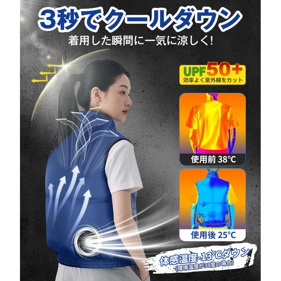 空調作業服 ファン付き作業服 ベスト 30000mAhバッテリー付き 4段階