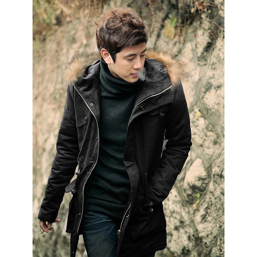 モッズコート メンズ ファー付き 冬コート 裏ボア 中綿 キルティング