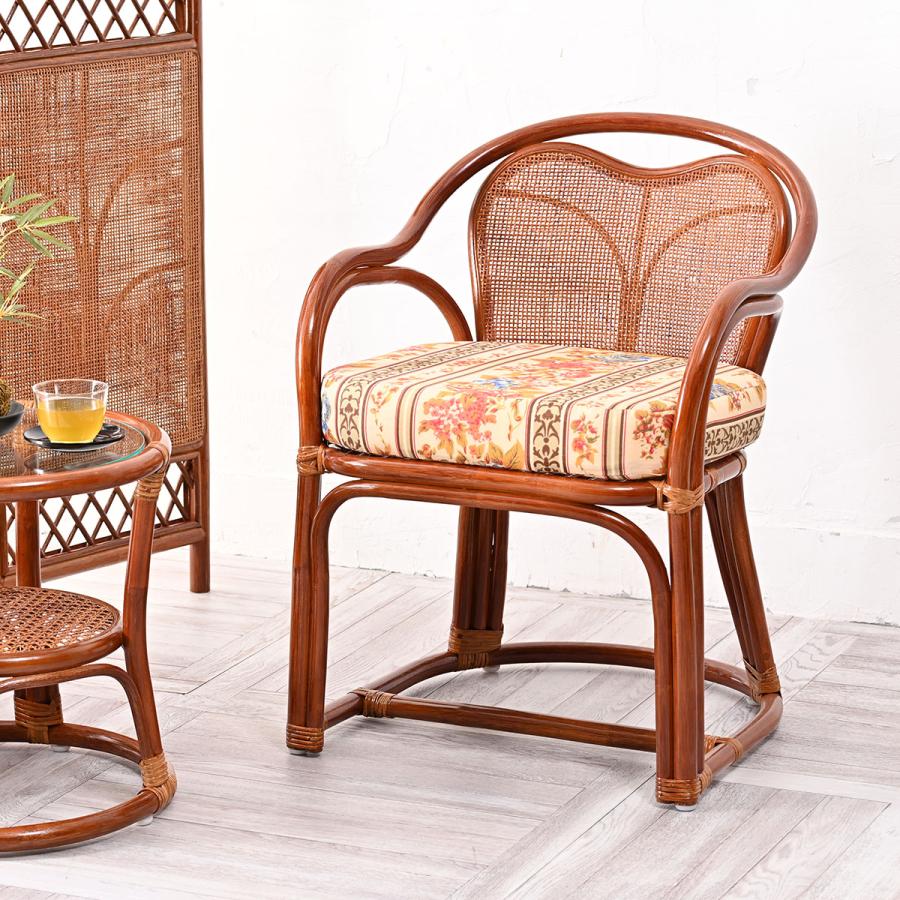 フル サンフラワーラタン ダイニングチェア① 専用クッションもセット