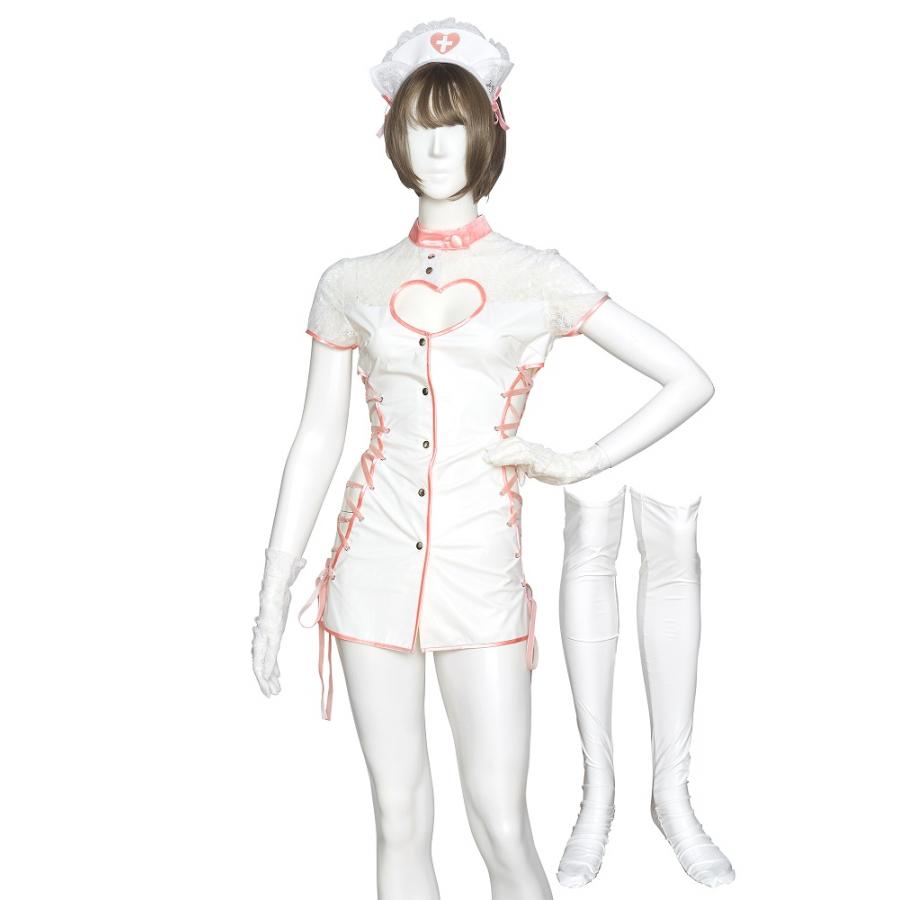 1点までメール便も可能) SugarWhip エナメルキャットナース ホワイト