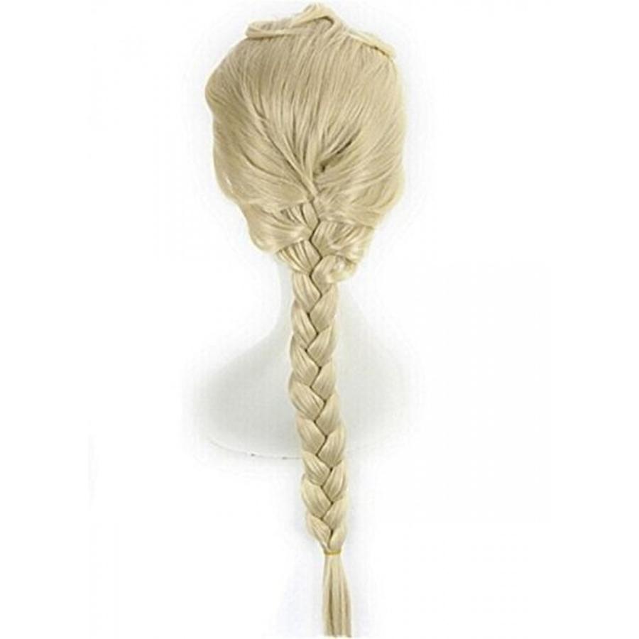 アナ雪 エルサ 風 ウィッグ 子供用 三つ編み かつら ネット付 コスプレ