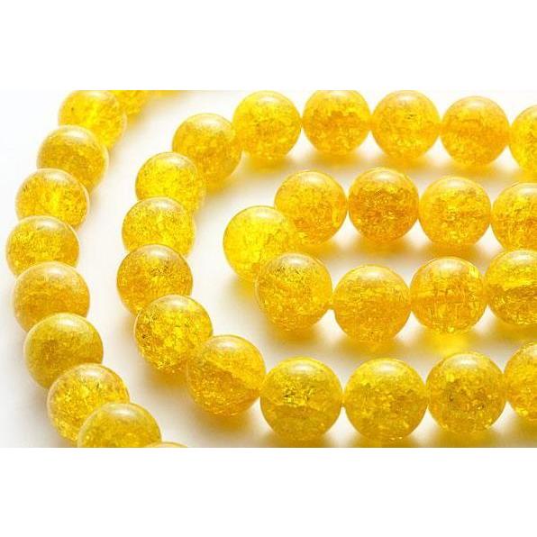 シトリンクラッシュレインボー クラック水晶 爆裂 12mm玉 一連 風水